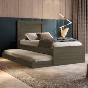 Bicama Cama Solteiro Com Cama Auxiliar MDF Luara Castanho Decmade