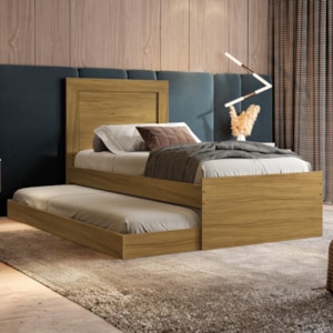 Bicama Cama Solteiro Com Cama Auxiliar MDF Luara Nature Decmade