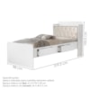 Bicama Solteiro Capitone 220X98 cm Com Bau E Cama Auxiliar MDF Branco Bege Decmade