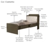 Bicama Solteiro Capitone 220X98 cm Com Bau E Cama Auxiliar MDF Castanho Bege Decmade