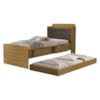 Bicama Solteiro Capitone 220X98 cm Com Bau E Cama Auxiliar MDF Nature Nogal Decmade