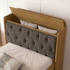 Bicama Solteiro Capitone 220X98 cm Com Bau E Cama Auxiliar MDF Nature Nogal Decmade