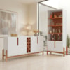 Buffet 190cm Adega 050520 E Cristaleira 4 Portas 50519 Branco Cedro DCASA