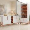 Buffet 190cm Adega 050520 E Cristaleira 4 Portas 50519 Branco Cedro DCASA