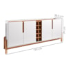 Buffet 190cm Adega 050520 E Cristaleira 4 Portas 50519 Branco Cedro DCASA