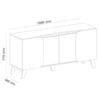 Buffet 4 Portas Sala de Jantar 160 cm 4505 Off White Pinho ARLY