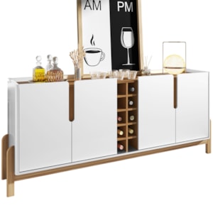 Buffet Aparador 190cm Com Adega 050520 Branco Cedro DCASA Buffet Aparador 190cm Com Adega 050520 Branco Cedro DCASA