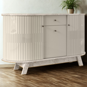 Buffet Aparador 3 Portas 136 cm Monza Calacata Off White MADETEC