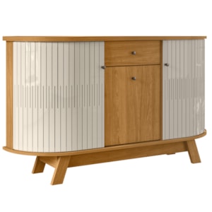 Buffet Aparador 3 Portas 136 cm Monza Cinamomo Off White Madetec