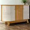 Buffet Aparador 3 Portas 136 cm Monza Cinamomo Off White Madetec