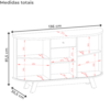 Buffet Aparador 3 Portas 136 cm Monza Cinamomo Off White Madetec