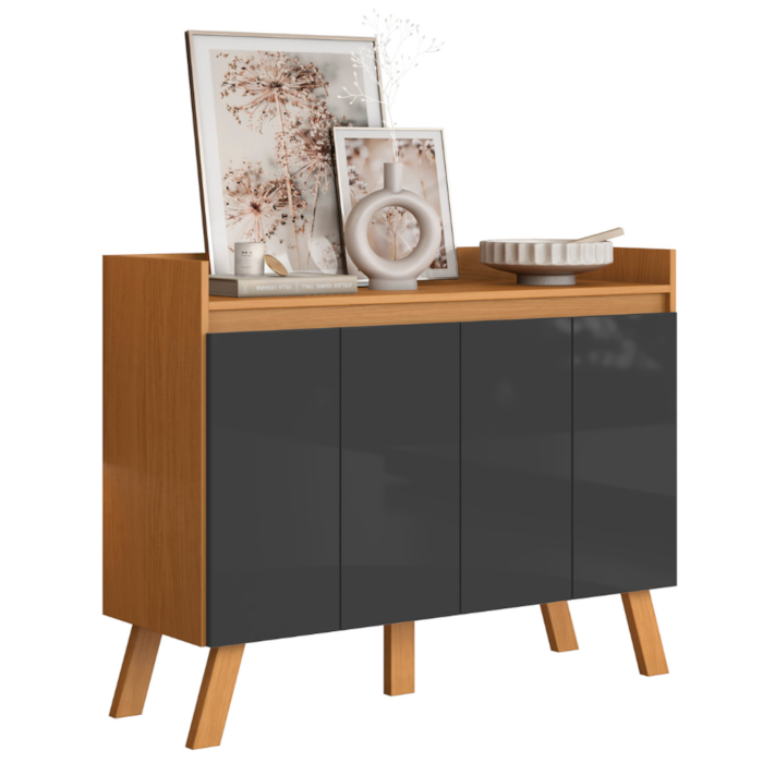 Buffet Aparador 4 Portas 108 cm 2003207 Cinamomo Grafite ARMoveis