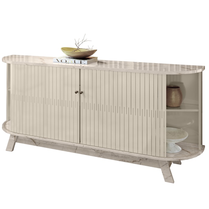 Buffet Aparador 4 Portas 183 cm Monaco Calacata Off White MADETEC