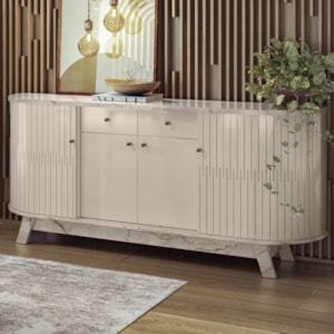 Buffet Aparador 4 Portas 183 cm Monaco Calacata Off White MADETEC