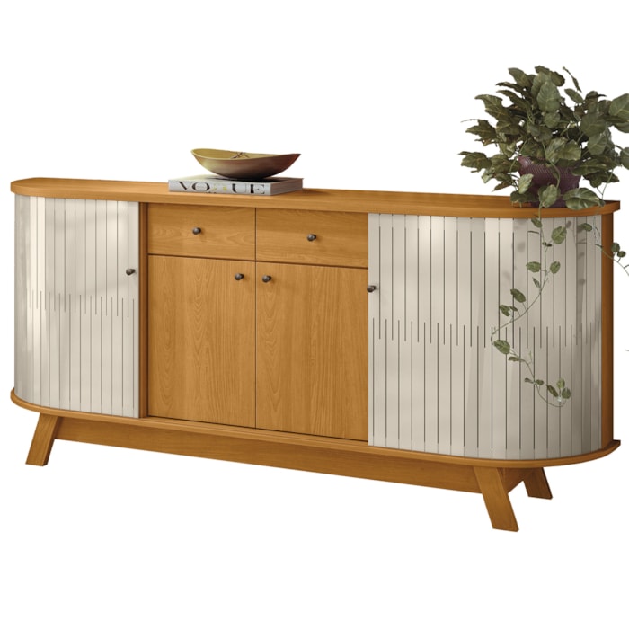 Buffet Aparador 4 Portas 183 cm Monaco Cinamomo Off White Madetec