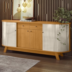 Buffet Aparador 4 Portas 183 cm Monaco Cinamomo Off White Madetec