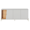 Buffet Aparador Com Led 4 Portas 173 cm Sena Pes Metal Off White Matte Freijo CLB