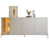 Buffet Aparador Com Led 4 Portas 173 cm Sena Pes Metal Off White Matte Freijo CLB