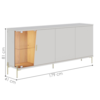 Buffet Aparador Com Led 4 Portas 173 cm Sena Pes Metal Off White Matte Freijo CLB