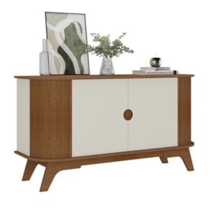 Buffet Aparador Curvo 2 Portas 140 cm Cinamomo Off White ARLY Buffet Aparador Curvo 2 Portas 140 cm Cinamomo Off White ARLY