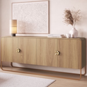 Buffet Aparador Organico 4 Portas 180 cm 28075 Hanover Dourado Artesano