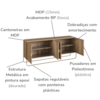 Buffet Aparador Organico 4 Portas 180 cm 28075 Hanover Dourado Artesano