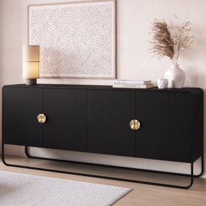 Buffet Aparador Organico 4 Portas 180 cm 28075 Nero Preto Artesano