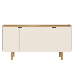 Buffet Balcao 4 Portas 160 cm Pes Madeira Maciça 28095 Hanover Off White Artesano