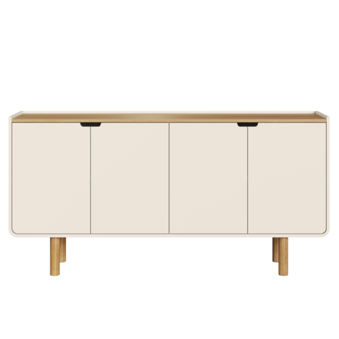 Buffet Balcao 4 Portas 160 cm Pes Madeira Maciça 28095 Hanover Off White Artesano