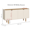 Buffet Balcao 4 Portas 160 cm Pes Madeira Maciça 28095 Hanover Off White Artesano