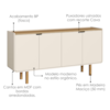 Buffet Balcao 4 Portas 160 cm Pes Madeira Maciça 28095 Hanover Off White Artesano