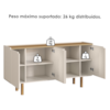 Buffet Balcao 4 Portas 160 cm Pes Madeira Maciça 28095 Hanover Off White Artesano