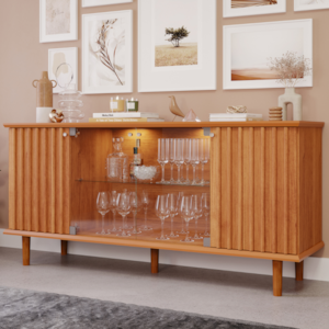 Buffet Balcao 4 Portas 165 cm Janice MDF Cinamomo MOLCI