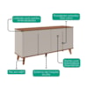 Buffet Balcao 4 Portas MDF 163 cm 22136 Cinamomo Off White MOLCI