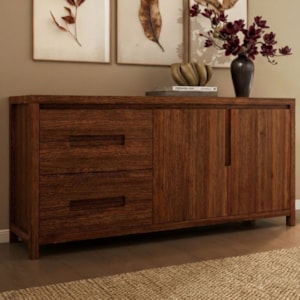 Buffet Balcao Madeira Macica Taeda 2 Portas 165 cm 1553N Rustico Escuro Festra