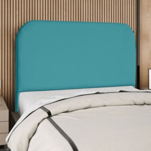 Cabeceira Casal 140 cm Com Frame Alana Suede Azul Turquesa Artte