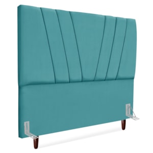Cabeceira Casal 140 cm Com Frame Belgica Suede Azul Turquesa Artte