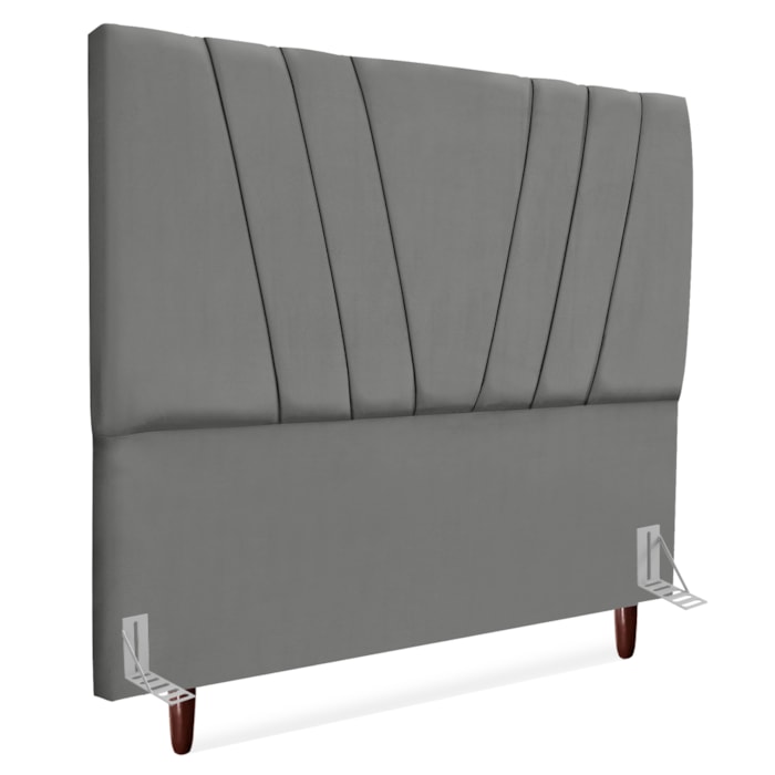 Cabeceira Casal 140 cm Com Frame Belgica Suede Cinza Artte