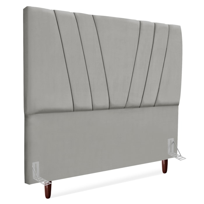 Cabeceira Casal 140 cm Com Frame Belgica Suede Cinza Claro Artte