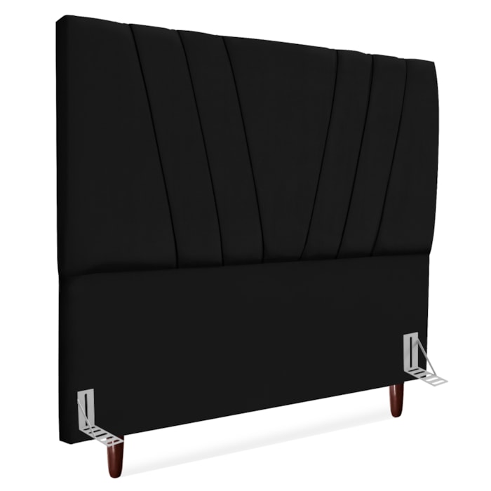 Cabeceira Casal 140 cm Com Frame Belgica Suede Preto Artte