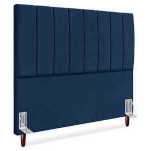Cabeceira Casal 140 cm Com Frame Carla Suede Azul Marinho Artte