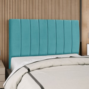 Cabeceira Casal 140 cm Com Frame Carla Suede Azul Turquesa Artte