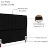 Cabeceira Casal 140 cm Com Frame Carla Suede Preto Artte