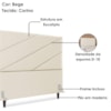 Cabeceira Casal 140 cm Com Frame Cristal Corino Bege Artte