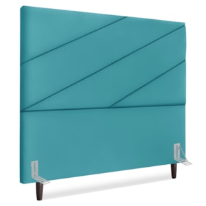Cabeceira Casal 140 cm Com Frame Cristal Suede Azul Turquesa Artte