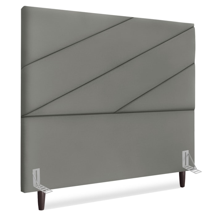 Cabeceira Casal 140 cm Com Frame Cristal Suede Cinza Artte