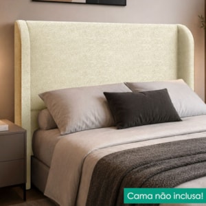 Cabeceira Casal 140 cm Com Frame Imperial Boucle Creme Corino Whisky IMPO