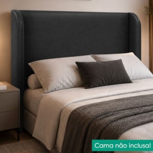 Cabeceira Casal 140 cm Com Frame Imperial Corino Preto IMPO