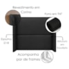 Cabeceira Casal 140 cm Com Frame Imperial Corino Preto IMPO
