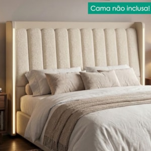 Cabeceira Casal 140 cm Lumina LED Com Frame Boucle TCA 310 Corino TCS 725 PEER